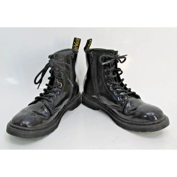 Dr. Martens 1460J Women's Zip Shiny Patent Leather Lace Up Boots Black 5L 36 EU - Picture 5 of 8